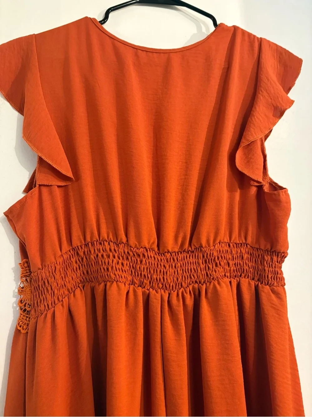 Women's Rust Orange Lace-Trim Midi Dress - Picture 4 of 5
